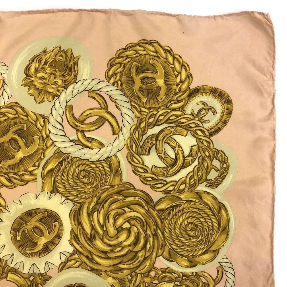 CHANEL CC Logo Pink 100% Silk Jewelry Print Scarf - Picture 10 of 12